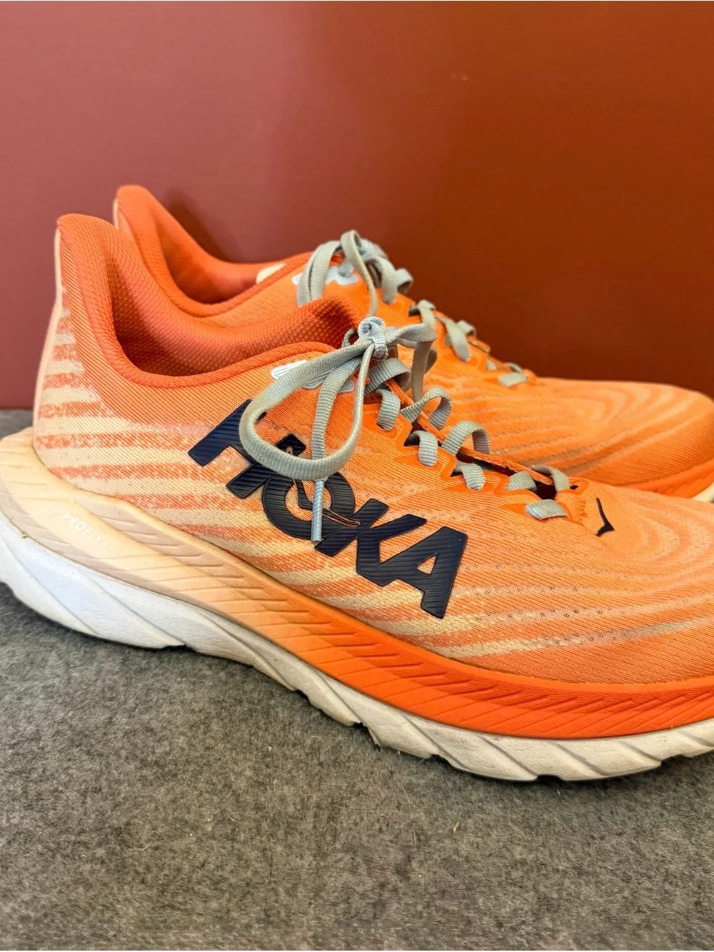 HOKA Mach 5 Size 9B Running Shoes Orange Athletic Sneakers